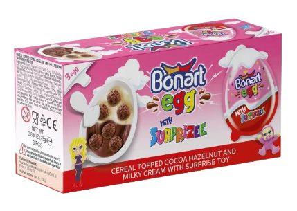 [14461] Pink Egg With Surprise Toy Multi pack 36 x (3pcs x 25g) JM Bonart
