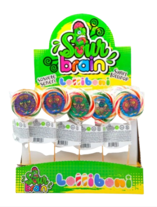 [NO SKU] Sourbrain Swirl Lollipop 50pcs x 30g JM Lollibon