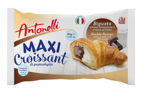 [NO SKU] Maxi Croissant Cacoa and Milk Cream 16 x 80g Antonelli