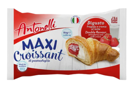 [NO SKU] Maxi Croissant Strawberry and Milk Cream 16 x 80g Antonelli