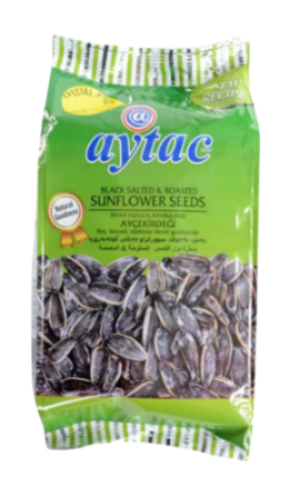 [44306] Black Salted & Roasted Sunflower Seeds 12 x 250g Aytac
