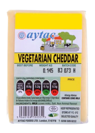 [NO SKU] Aytac Vegetarian Cheddar 8 x 145g Aytac