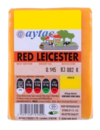 [NO SKU] Red Leicester Cheddar 8 x 145g Aytac